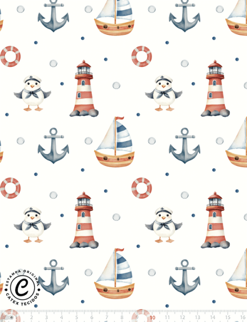 Tecido Tricoline Especial Infantil - Porto Farol - 100% Algodão - Largura 1,50m