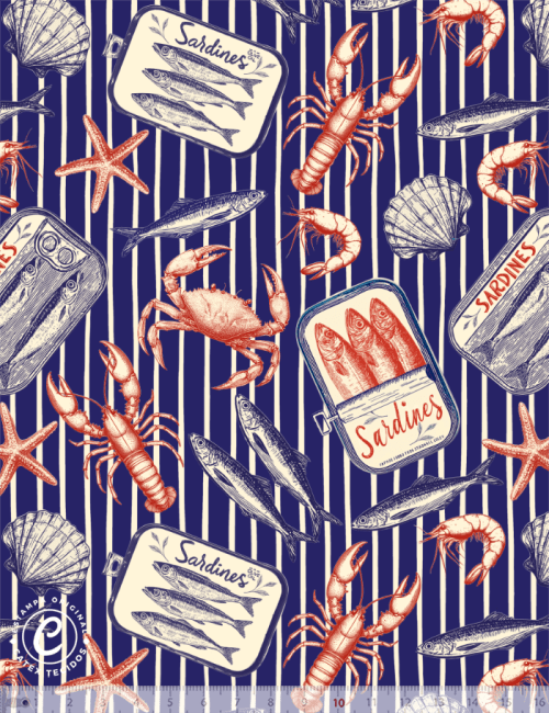 Tecido Tricoline Especial Sardines - Porto Real - 100% Algodão - Largura 1,50m