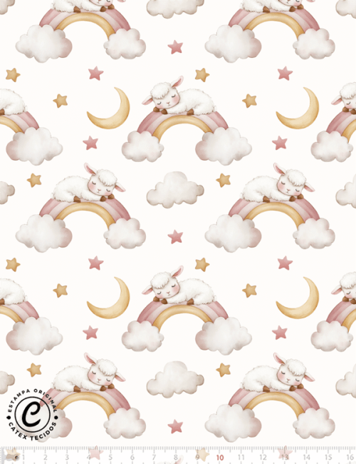 Tecido Tricoline Especial Infantil - Soninho nas Estrelas - 100% Algodão - Largura 1,50m