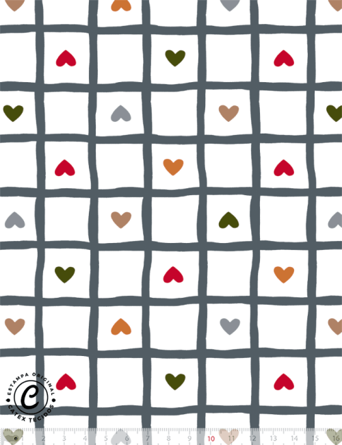Tecido Tricoline Especial Valentine - Grid Love - 100% Algodão - Largura 1,50m Tecido Tricoline Especial Valentine - Grid Love - 100% Algodão - Largura 1,50m
