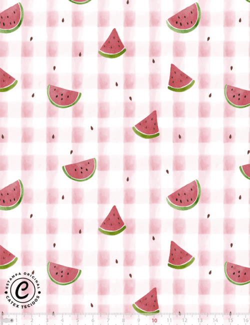 Tecido Tricoline Especial Xadrez Picnic Melancia - 100% Algodão - Largura 1,50m Tecido Tricoline Especial Xadrez Picnic Melancia - 100% Algodão - Largura 1,50m