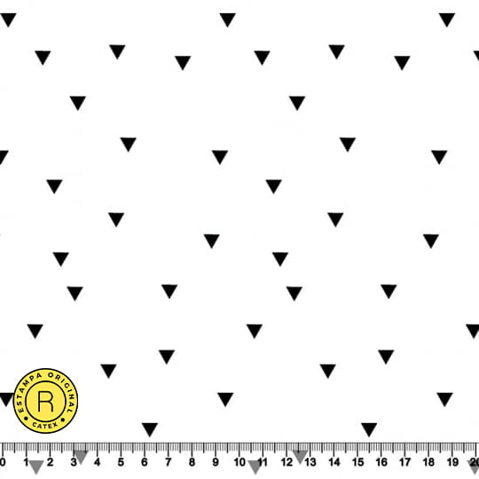 Tecido Tricoline Coleção Funny Black & White - Mini Triângulos - 100% Algodão - Largura 1,50m