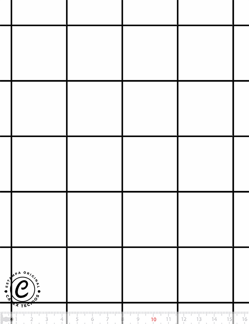 Tecido Tricoline Coleção Funny Black & White - Square Grid - Branco - 100% Algodão - Largura 1,50m