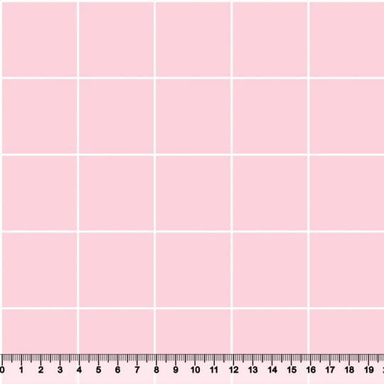Tecido Tricoline Coleção Composê Ideal Rosa Claro - Grid Square - Listra Branca - 100% Algodão - Largura 1,50m