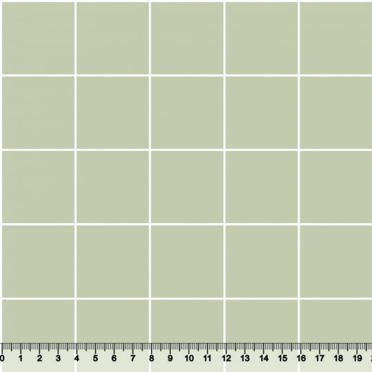 Tecido Tricoline Coleção Composê Ideal Smoke Green - Grid Square - Listra Branca - 100% Algodão - Largura 1,50m