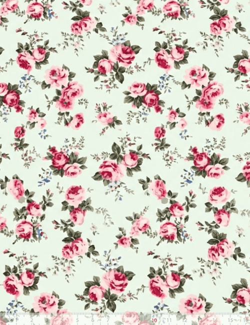 Tecido Tricoline Algodão Floral Jessie - 100% Algodão - Largura 1,50m