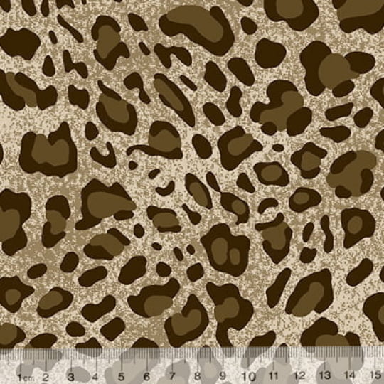 Tecido Tricoline Alg. Onça Maior - Marrom - 100% Algodão - Largura 1,45m