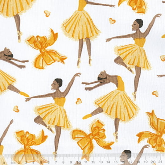 Tecido Tricoline Ballet - Amarelo - 100% Algodão - Largura 1,50m