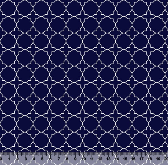 Tecido Tricoline Coleção Composê Ideal Azul Marinho - Mural - 100% Algodão - Largura 1,50m