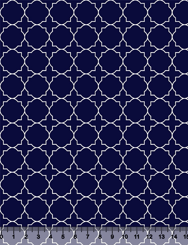Tecido Tricoline Coleção Composê Ideal Azul Marinho - Mural - 100% Algodão - Largura 1,50m