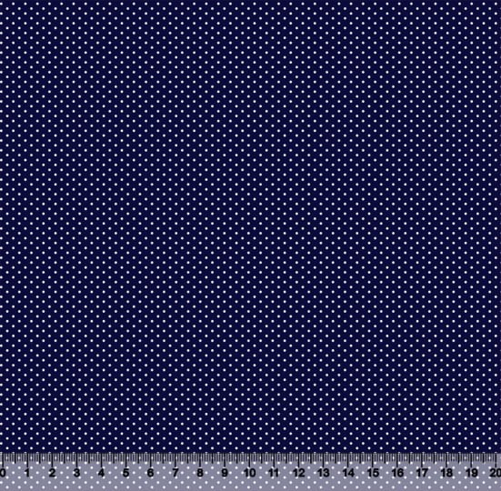 Tecido Tricoline Coleção Composê Ideal Azul Marinho - Poazinho P - 100% Algodão - Largura 1,50m   