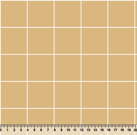 Tecido Tricoline Coleção Composê Ideal Caramelo - Grid Square - Listra Branca - 100% Algodão - Largura 1,50m