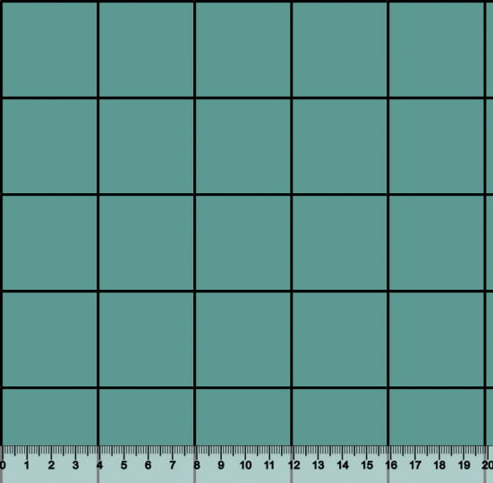 Tecido Tricoline Coleção Composê Ideal Turquesa - Grid Square - Listra Preta - 100% Algodão - Largura 1,50m