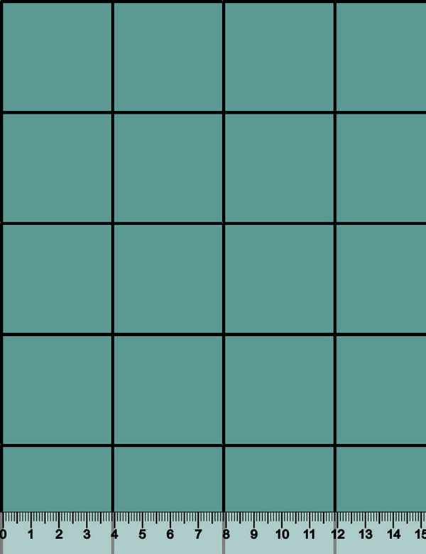 Tecido Tricoline Coleção Composê Ideal Turquesa - Grid Square - Listra Preta - 100% Algodão - Largura 1,50m