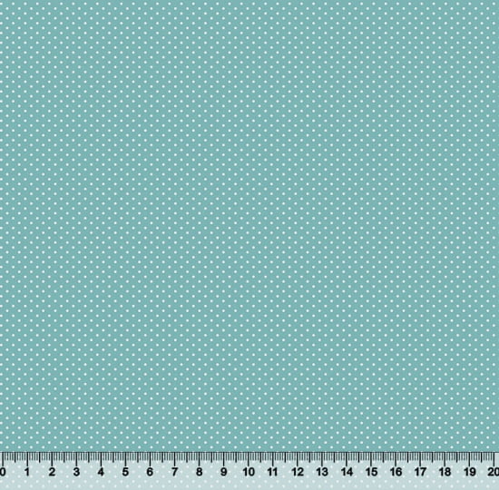 Tecido Tricoline Coleção Composê Ideal Turquesa - Poazinho P - 100% Algodão - Largura 1,50m 