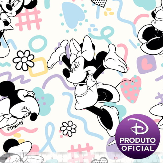 Tecido Tricoline Coleção Disney - Minnie Mouse - 100% Algodão - Largura 1,50m