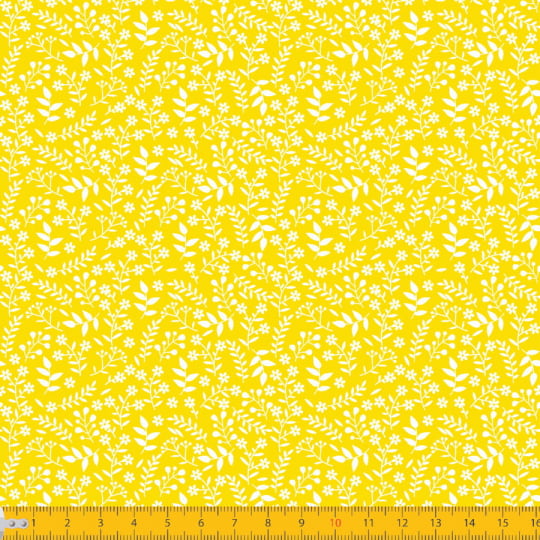 Tecido Tricoline Coleção Florescer - Amarelo - 100% Algodão - Largura: 1,50m