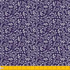 Tecido Tricoline Coleção Florescer - Azul Marinho - 100% Algodão - Largura: 1,50m