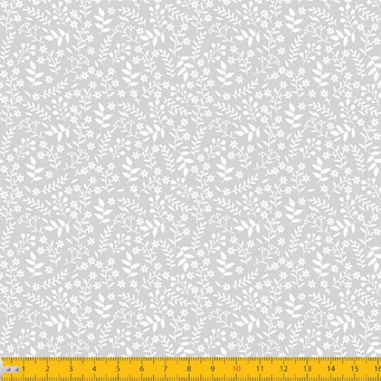 Tecido Tricoline Coleção Florescer - Cinza - 100% Algodão - Largura: 1,50m