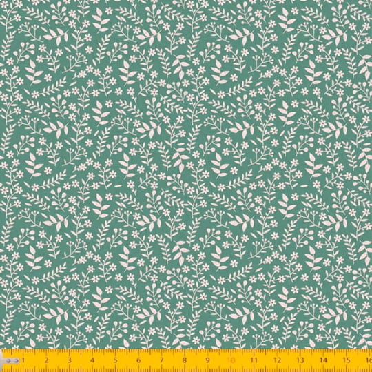 Tecido Tricoline Coleção Florescer - Verde - 100% Algodão - Largura: 1,50m