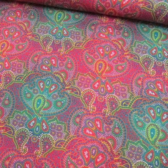 Tecido Tricoline Especial HC Kashmir Colors - Rosa - 100% Algodão - Largura 1,50m