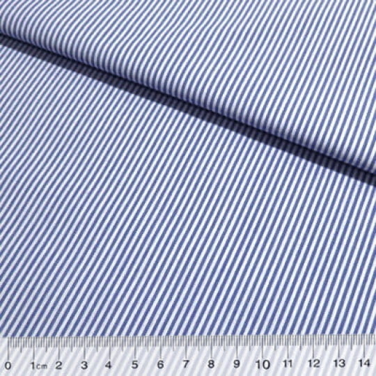 Tecido Tricoline Fio-Tinto Listras P - Azul Royal - 100% Algodão - Largura 1,50m