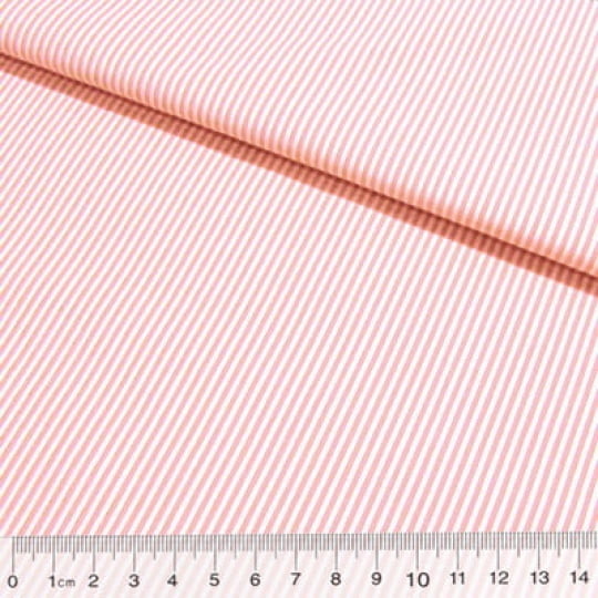 Tecido Tricoline Fio-Tinto Listras P - Rosa Claro - 100% Algodão - Largura 1,50m
