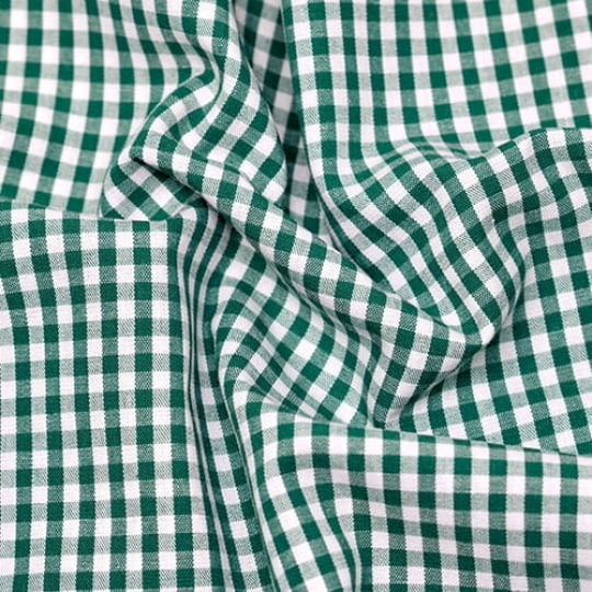 Tecido Tricoline Fio-Tinto Vichy Xadrez M - Verde Bandeira - 100% Algodão - Largura 1,50m