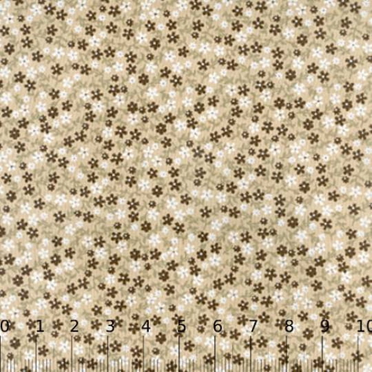 Tecido Tricoline Floral Brown - Marrom - 100% Algodão - Largura 1,50m