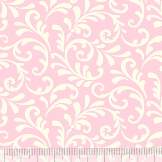 Tecido Tricoline Floral Raminhos - Rosa Claro - 100% Algodão - Largura: 1,50m