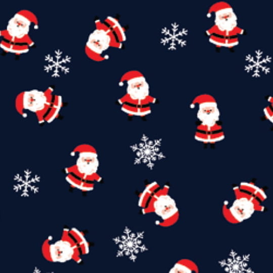 Tecido Tricoline Natal Design - Pequeno Papai Noel - Azul Marinho - 100% Algodão - Largura: 1,50m