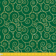 Tecido Tricoline Natal - Espiral - Verde - 100% Algodão - Largura 1,50m