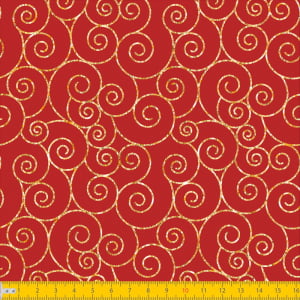 Tecido Tricoline Natal - Espiral - Vermelho - 100% Algodão - Largura 1,50m