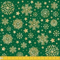 Tecido Tricoline Natal - Estrelado - Verde - 100% Algodão - Largura: 1,50m