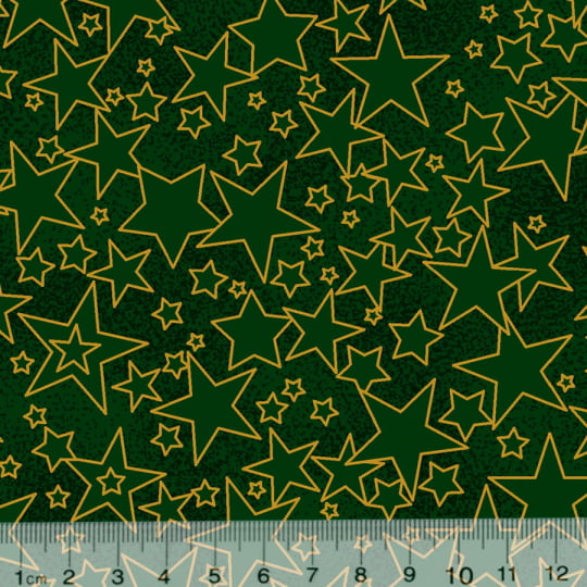 Tecido Tricoline Natal - Estrelas de Natal - Verde - 100% Algodão - Largura 1,50m