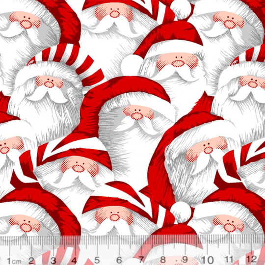 Tecido Tricoline Natal - Santa Claus - 100% Algodão - Largura 1,50m 