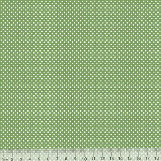 Tecido Tricoline SG Poá P - Fundo Verde c/ Branco - 100% Algodão - Largura 1,50m