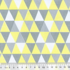 Tecido Tricoline Triangulo Geométricos - Amarelo - 100% Algodão - Largura 1,50m