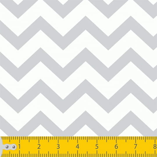 Tecido Tricoline Chevron Stripes - Cinza - 100% Algodão - Largura 1,50m