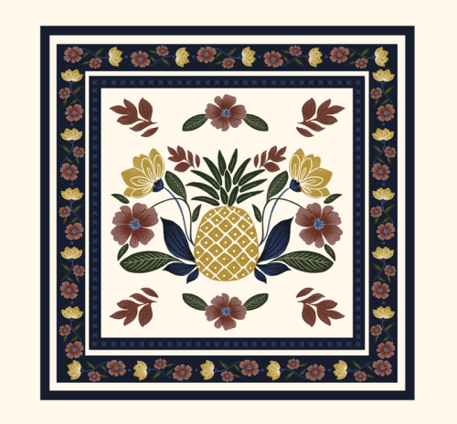 Tecido Viscose para Canga - Abacaxi Botânico - 100% Viscose - 1,30m x 1,40m Tecido Viscose para Canga - Abacaxi Botânico - 100% Viscose - 1,30m x 1,40m