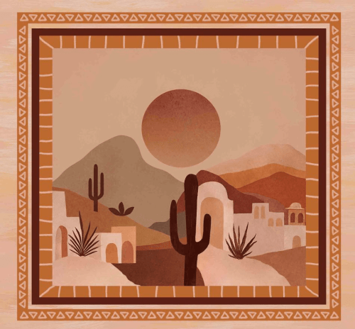 Tecido Viscose para Canga - Horizonte Nordestino - 100% Viscose - 1,30m x 1,40m