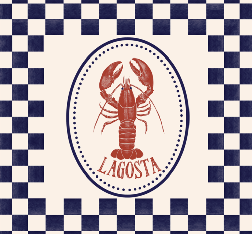 Tecido Viscose para Canga - Lagosta Xadrez - 100% Viscose - 1,30m x 1,40m