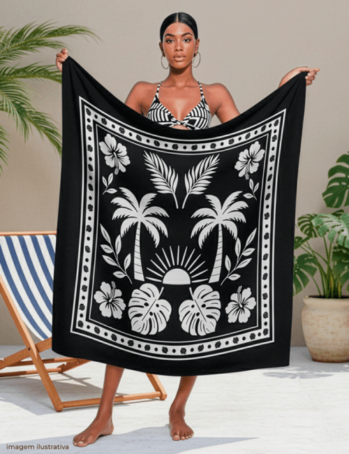 Tecido Viscose para Canga - Noite Tropical - 100% Viscose - 1,30m x 1,40m Tecido Viscose para Canga - Noite Tropical - 100% Viscose - 1,30m x 1,40m