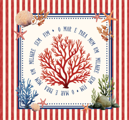 Tecido Viscose para Canga - O Mar é Pra Mim Um Milagre Sem Fim - 100% Viscose - 1,30m x 1,40m