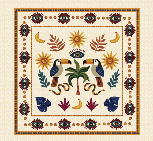 Tecido Viscose para Canga - Tropical Místico - 100% Viscose - 1,30m x 1,40m