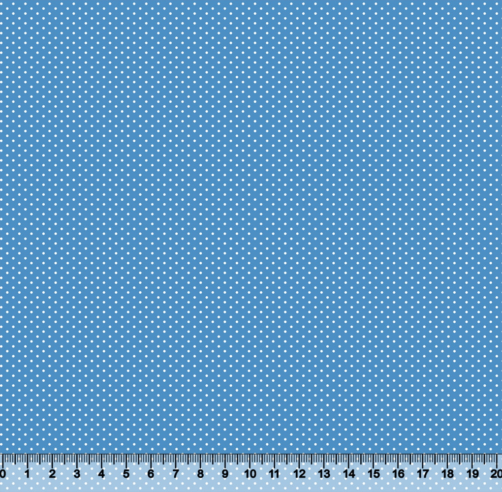 Tecido Tricoline Coleção Composê Ideal Azul Caribe - Poazinho - 100% Algodão - Largura 1,50m