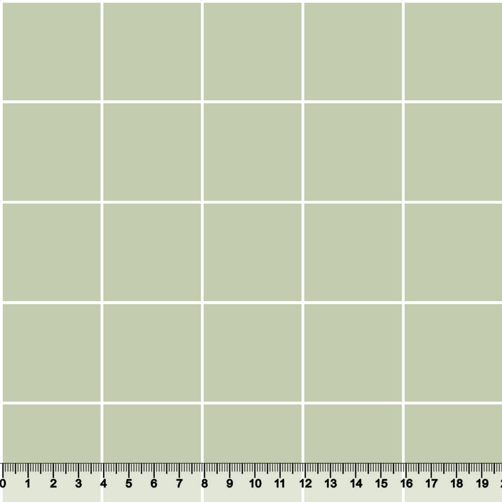Tecido Tricoline Coleção Composê Ideal Smoke Green - Grid Square - Listra Branca - 100% Algodão - Largura 1,50m