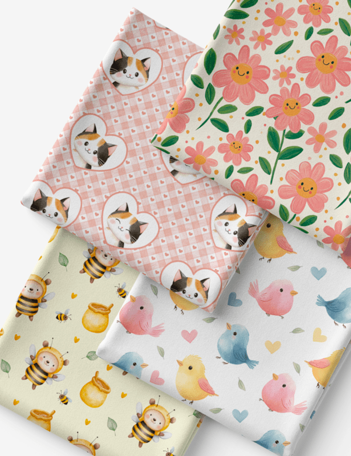 Kit Amarradinho de Tricoline - Kit 05 (4 Cortes de 45 a 50 cm x 70 cm) - Tricoline 100% Algodão