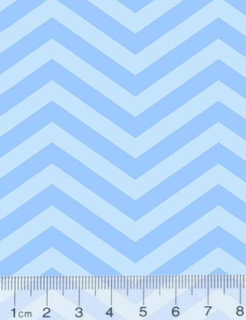 Tecido Tricoline Alg. Chevron Dallas - Azul Claro - 100% Algodão - Largura 1,45m