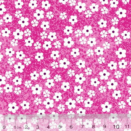 Tecido Tricoline Alg. Pequenas Florzinhas - Fundo Rosa - 100% Algodão - Largura 1,45m